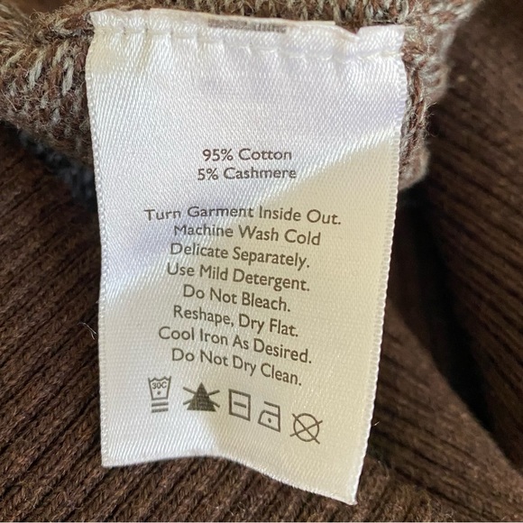 Eddie Bauer Cashmere Blend Sweater Brown Cotton V-neck Men’s Large NWT - Picture 4 of 8